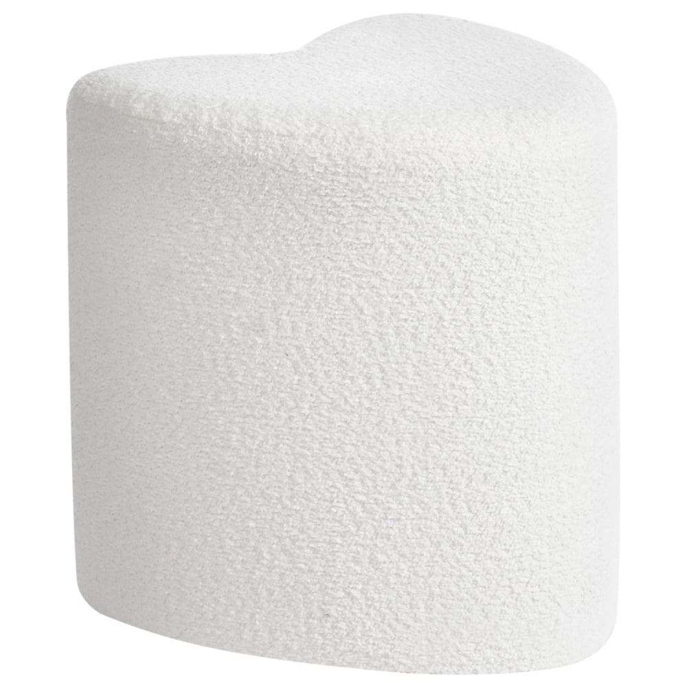 Pouf poggiapiedi imbottito a forma di cuore Pouf ottomano in ciniglia bianco sporco camera da letto soggiorno