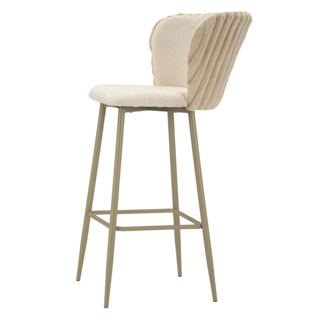 Set di 2 Sgabelli Alti VKH883, Beige, Poliestere, 55x58x106 cm