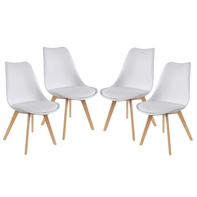 SEDIA IMBOTTITA STOCCOLMA CON GAMBE IN LEGNO 54X48X83 CM COLORE BIANCO