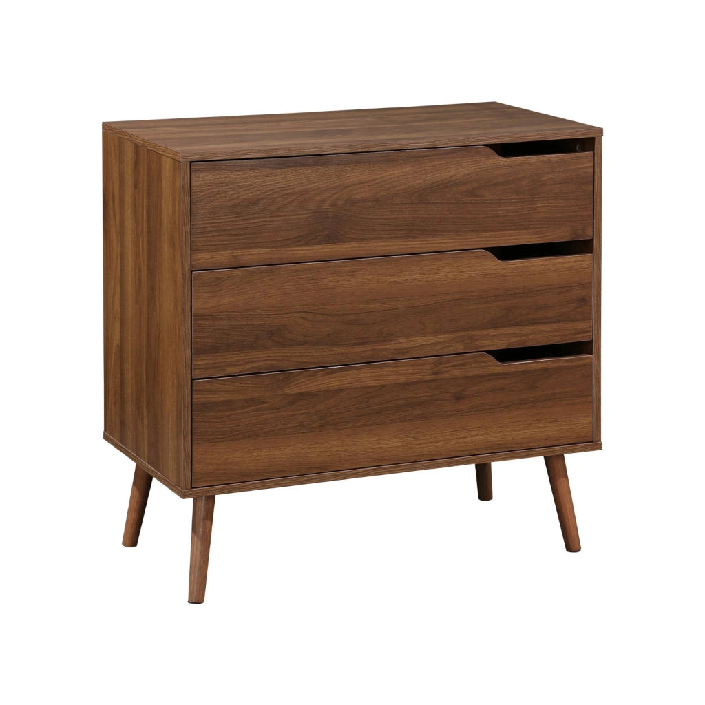 Cassettiera effetto legno di noce, 3 cassetti, marrone