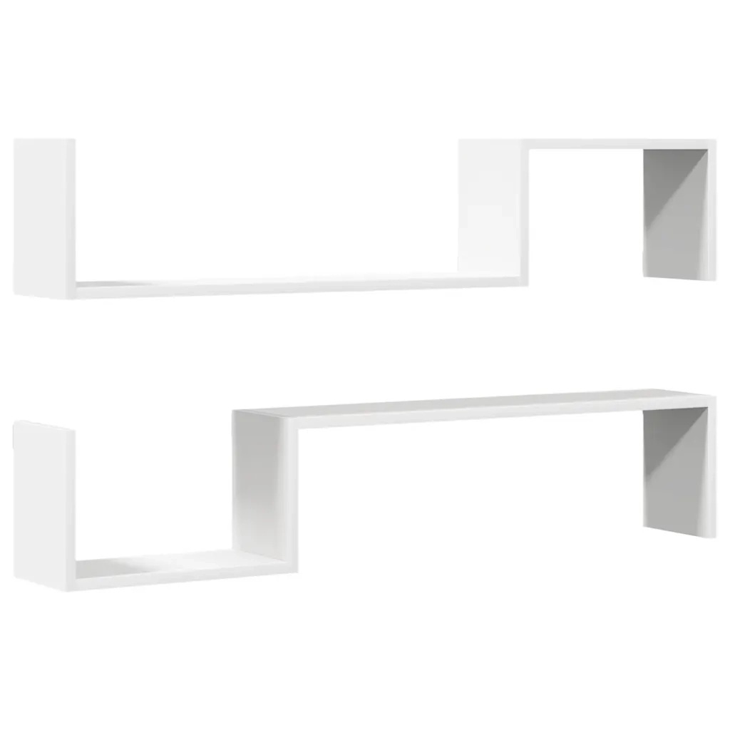 Mensole a Muro 2 pz-Set di 2 Scaffale a parete Bianche 100x15x20 cm in Legno Multistrato