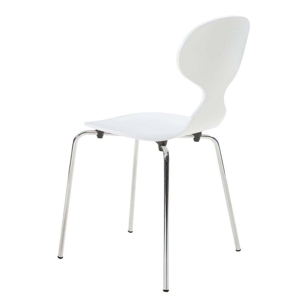 Set Kil di 4 Sedie Impilabili da Sala Pranzo - Bianco / Cromato [en.casa]