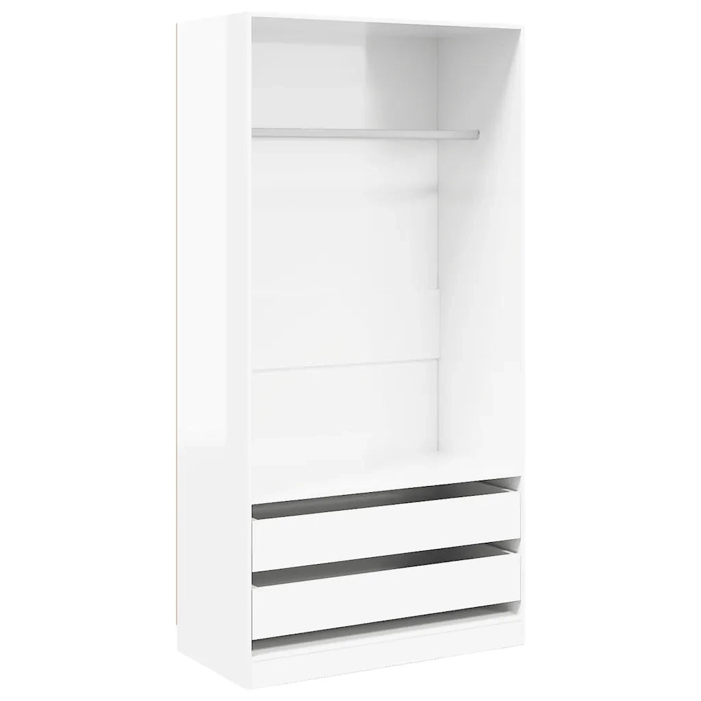 Armadio Bianco Lucido 100x50x200 cm in Legno Multistrato 800609