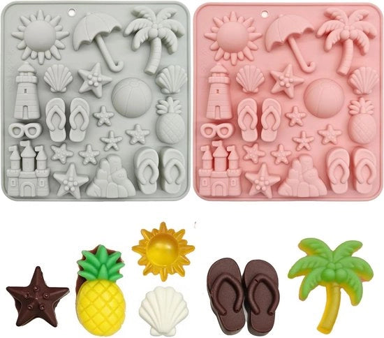 Siliconi per formare temi di zucchero 2 pezzi 175 x 166 x 17 cm - Chocolata - Spiaggia d'estate - Decorazioni per torte