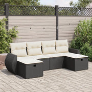 Set Divano da Giardino 6 pz con Cuscini Nero in Polyrattan 3325622
