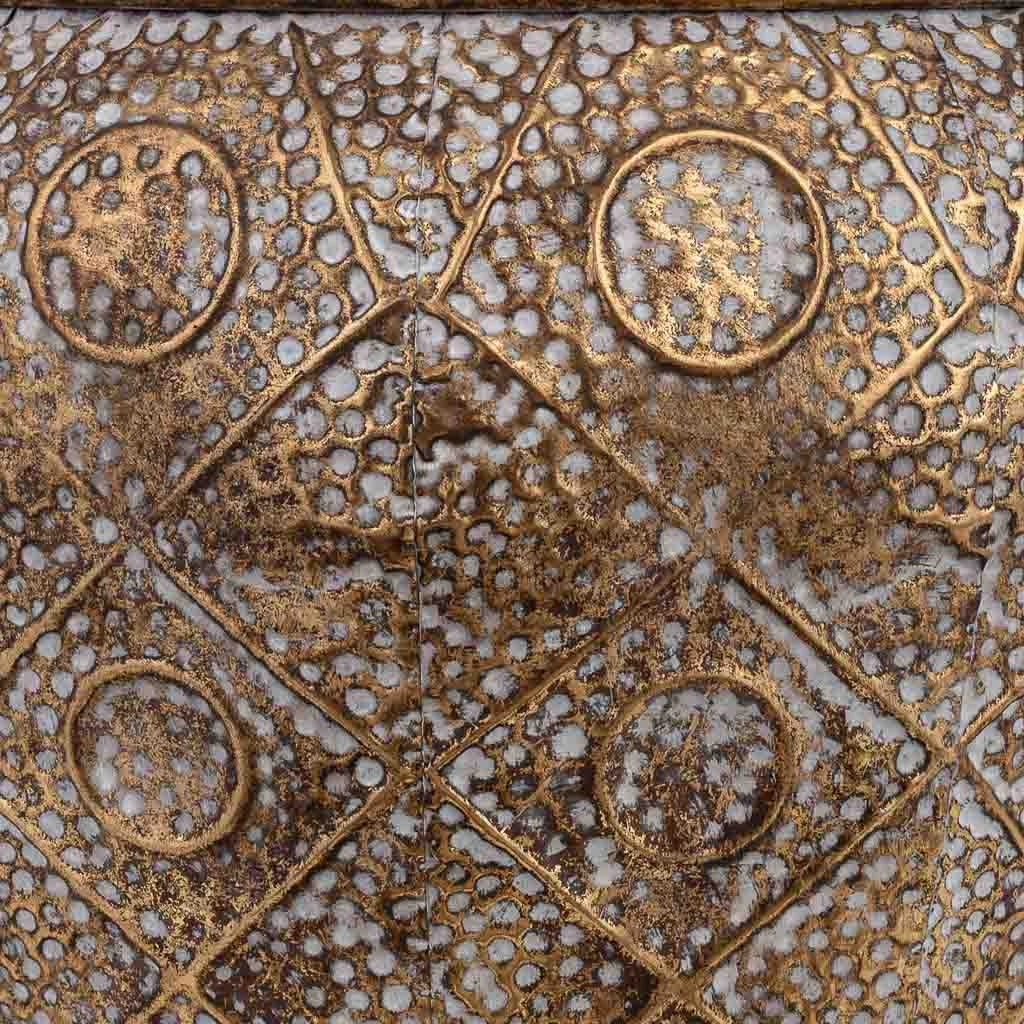Vaso da fiori in metallo dorato 46,5x46,5x41h cm