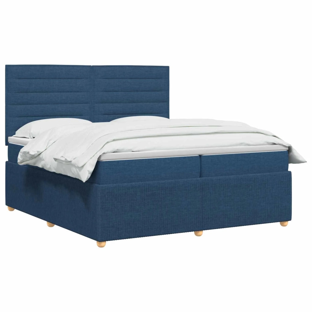Letto box spring con materasso Blu 200 x 200 cm Tessuto 3454472