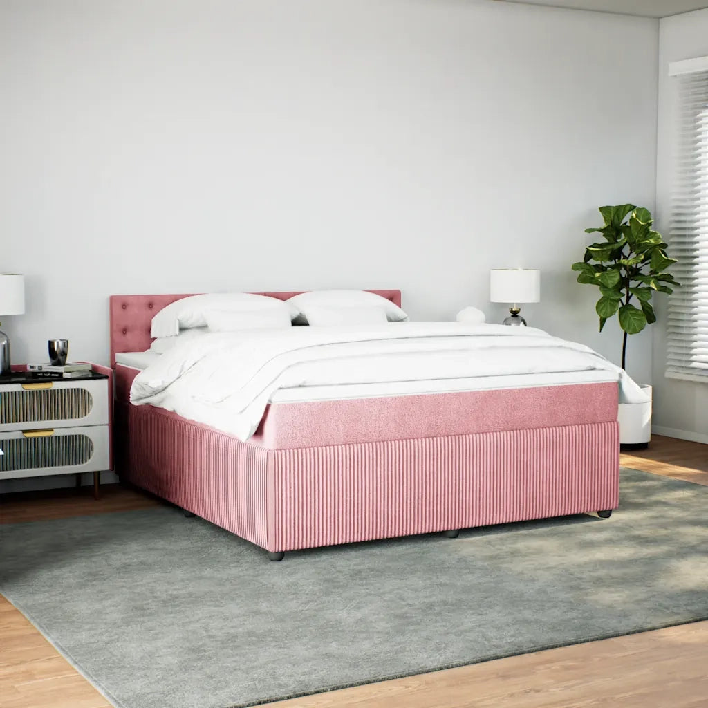 Giroletto a Molle con Materasso Rosa 180x200 cm in Velluto 3287823