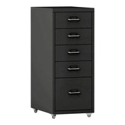 Cassettiera per ufficio mobile portadocumenti raccoglitori e materiale per ufficio su ruote con 5 cassetti 69 x 28 x 41 cm nero 03_0006330