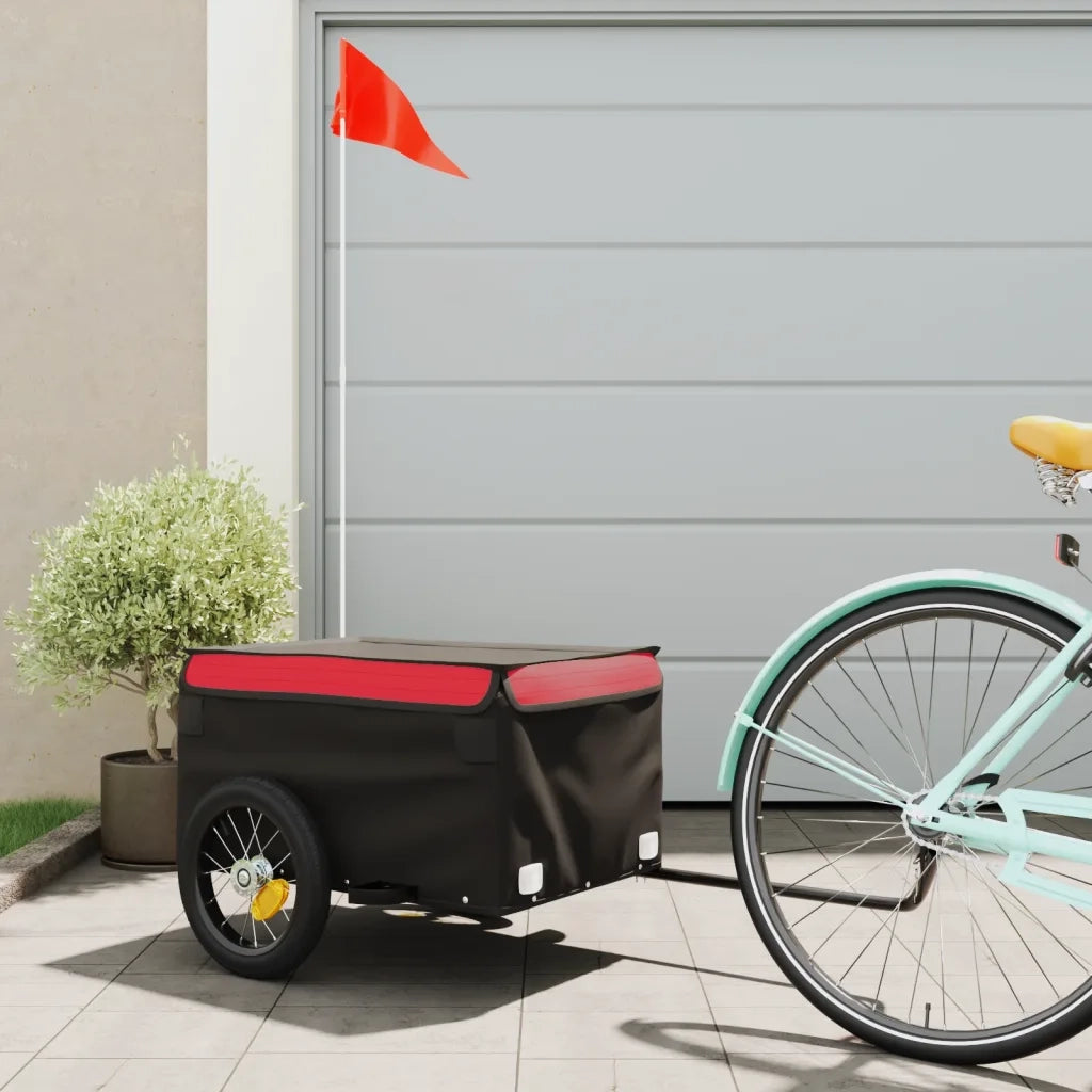 Rimorchio da Bici Nero e Rosso 30 kg in Ferro CFW6687605