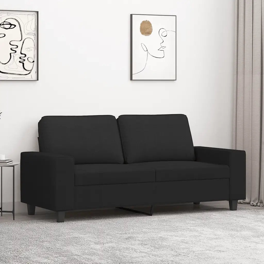 Divano | Divano da soggiorno | Sofa a 2 Posti Nero 120 cm in Tessuto