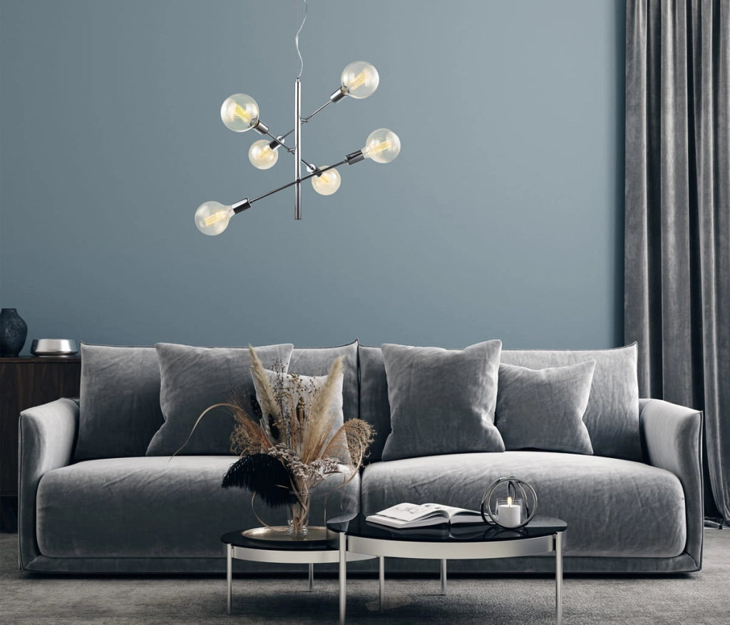 Italux Madalyn lampadario cromato 6 luci E27 Ø51cm