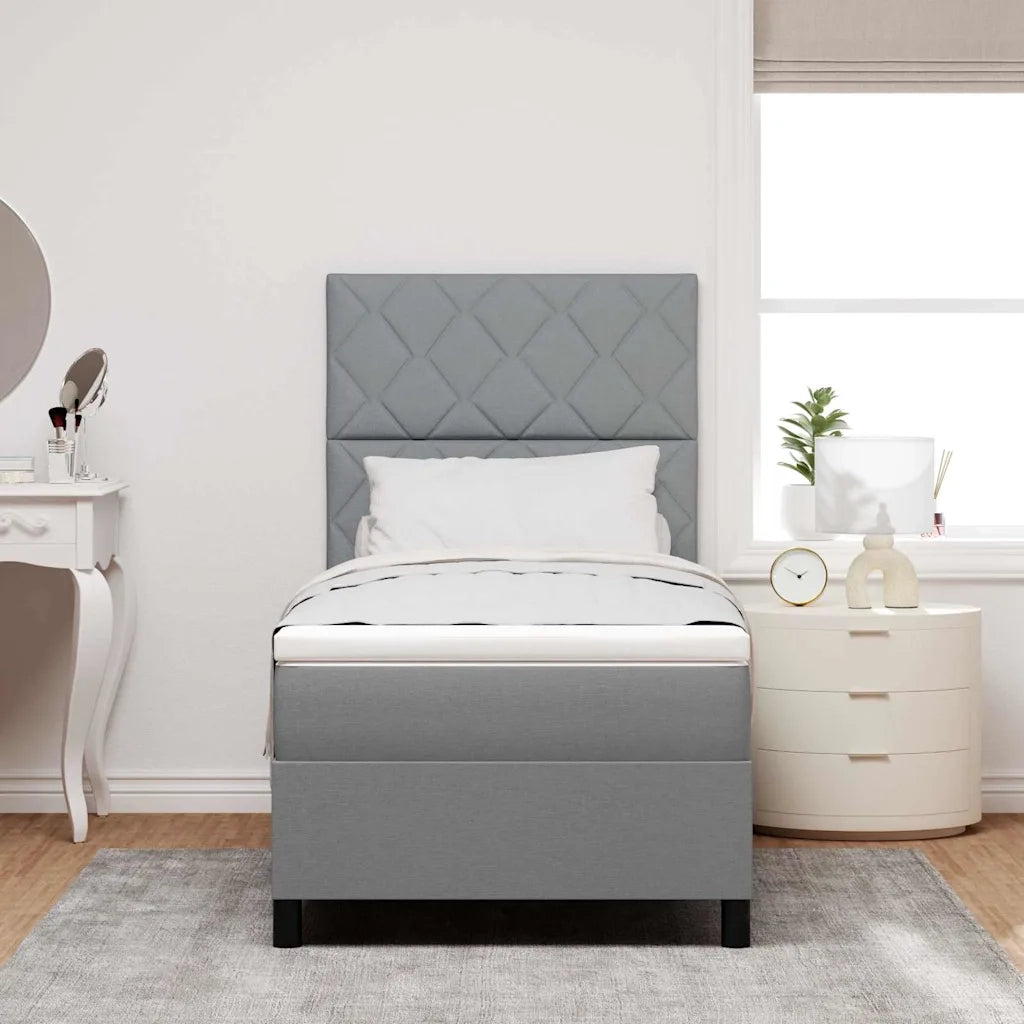 Letto a molle con materasso Grigio chiaro 90 x 200 cm Tessuto 3342914
