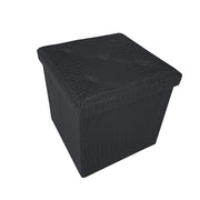 Cassapanca Contenitore Pouf Panca Poggiapiedi Similpelle Pelle Finta Coccodrillo 38x38x38 cm Nera