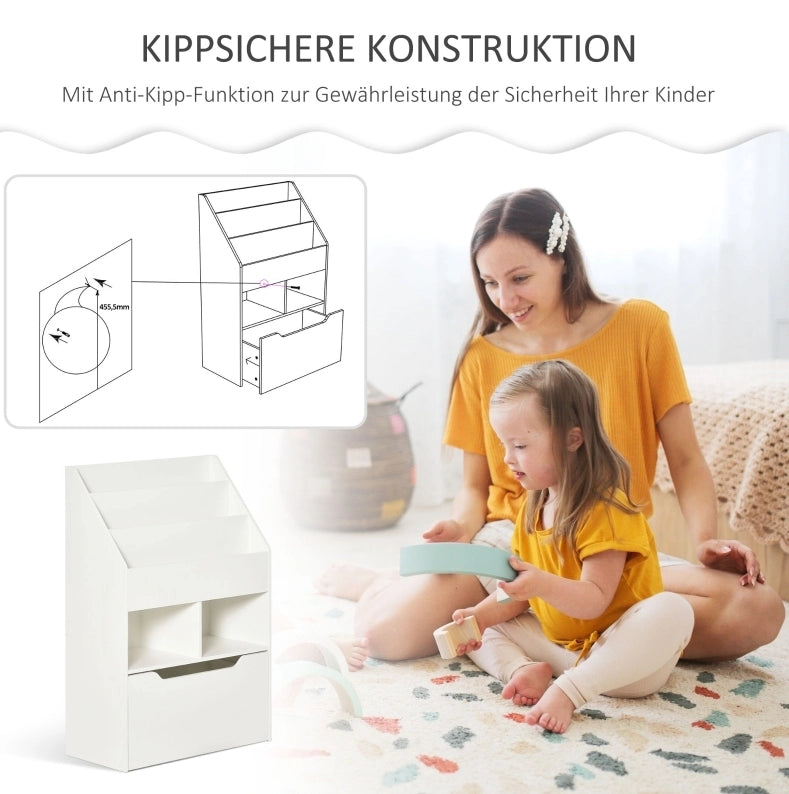 Libreria per bambini con cassetto e vani aperti