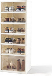 Scatole per Scarpe, Portascarpe Pieghevole per 12 Paia con Porta Magnetica Trasparente, Scarpiera per Ingresso Camera da Letto, 45x35x117 cm