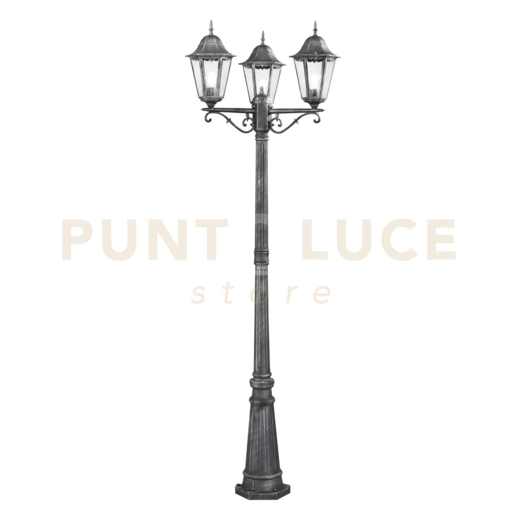 PALO FIRENZE NERO E SILVER 3 LUCI ATTACCO E27 IP44 76,5X218CM IN METALLO E VETRO