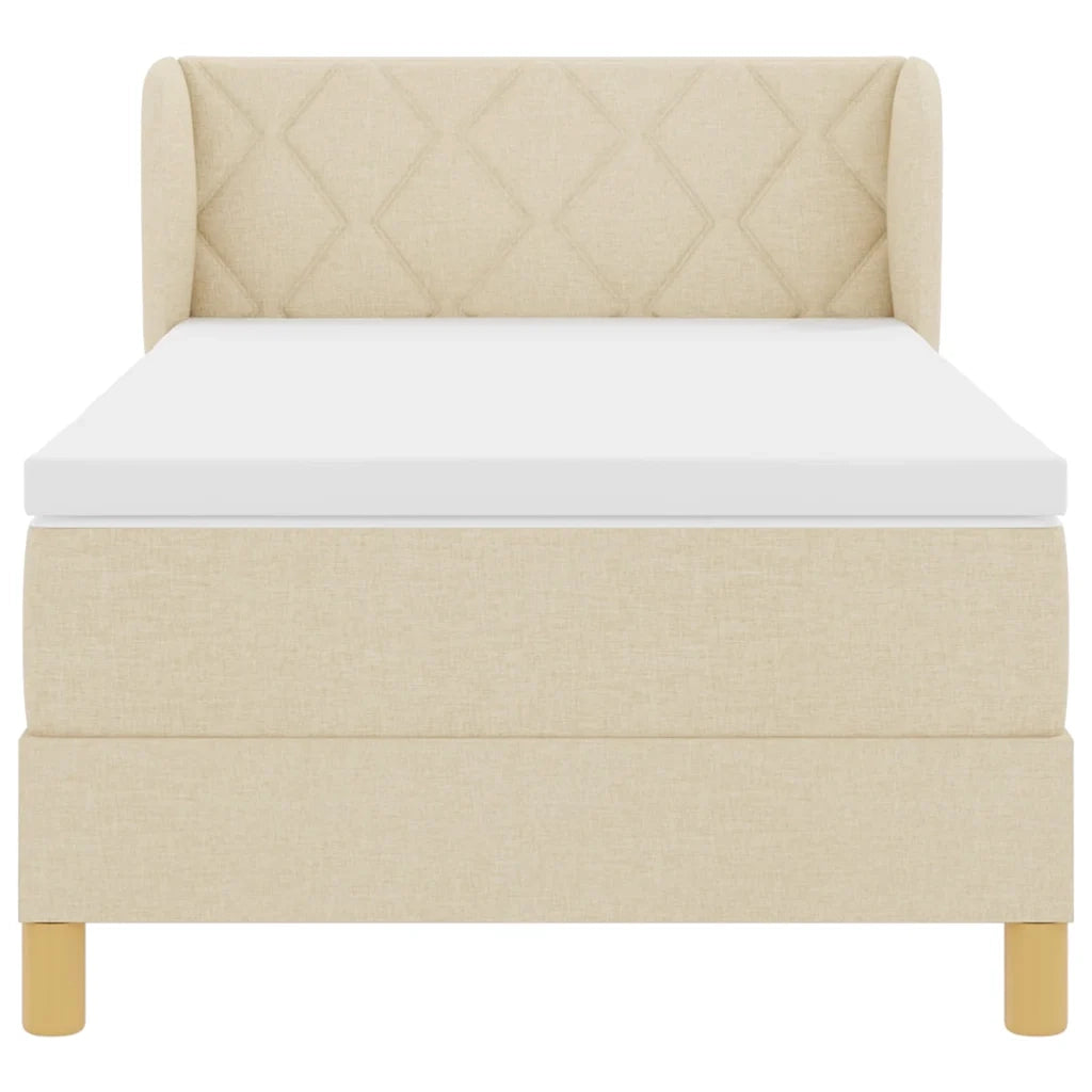 Letto a molle con materasso Crema 100 x 200 cm Tessuto 3340267