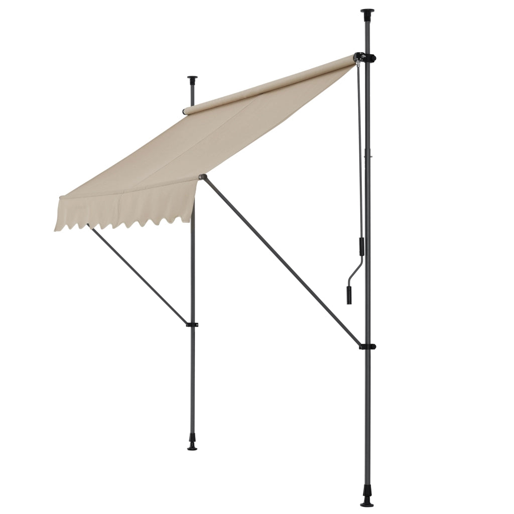 Tenda da Sole a Muro con Pali di Supporto Telescopici Parasole 350 x 120 cm (LxP) color Sabbia pro.tec