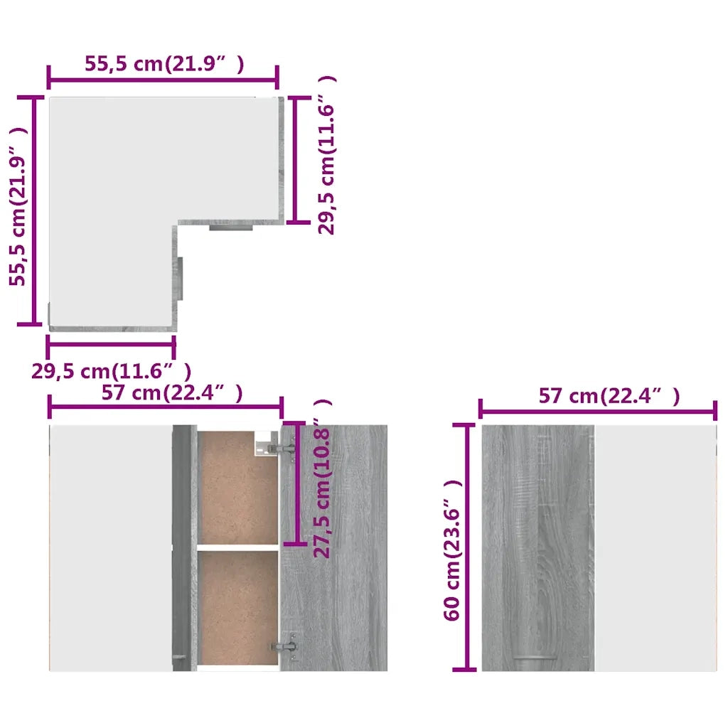 Armadio pensile | Mobile Pensile Angolo ¡°Lyon¡± Grigio Sonoma 57x57x60