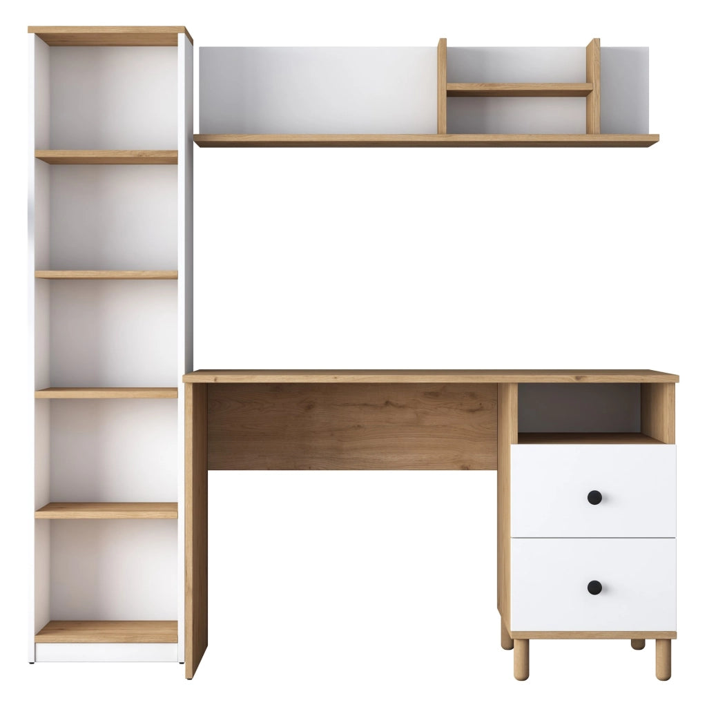 Venetico, Scrivania 9 Ripiani, 120x50x162h cm Marrone Rovere Nodi