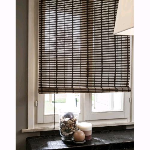 Tapparella in Listelli di Bambù 100x160H cm Midollino Marrone Scuro con carrucola Marisa