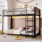 Letto a castello 90 × 200 cm con scale ampie e ripiano, per bambini e ragazzi, senza materasso, nero
