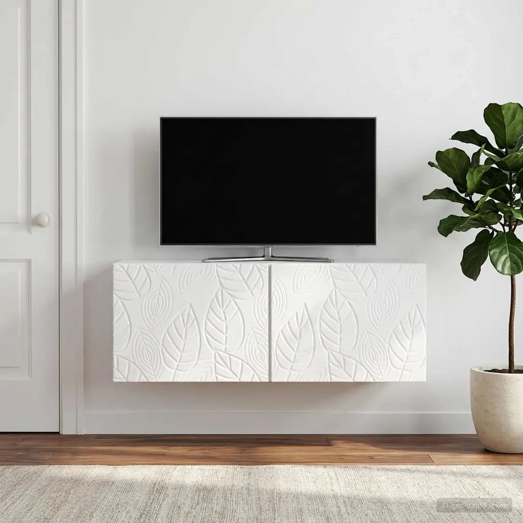 Mobile Porta TV da Muro 98 x 31 cm Bianco Lucido 898899
