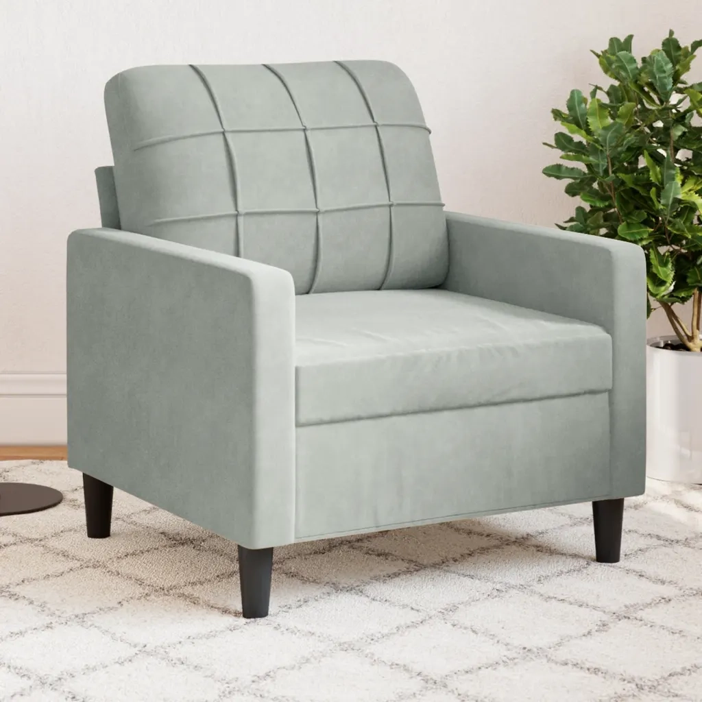 Poltrona Grigio Chiaro 60 cm Velluto 4007604