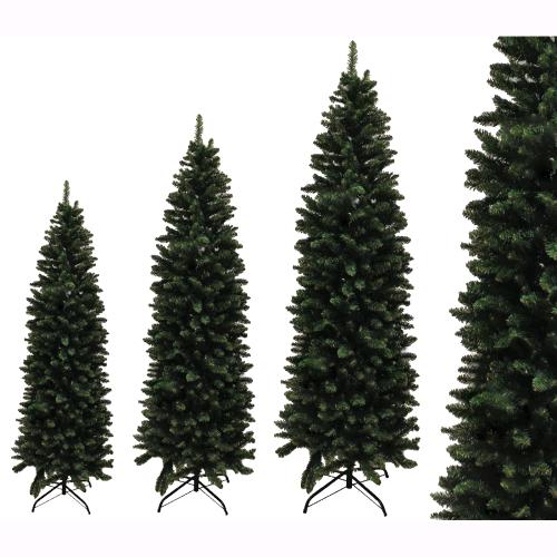 Albero di Natale SLIM GHERKIN Stretto Verde 210cm 818 Rami PVC Apertura Ombrello F4850