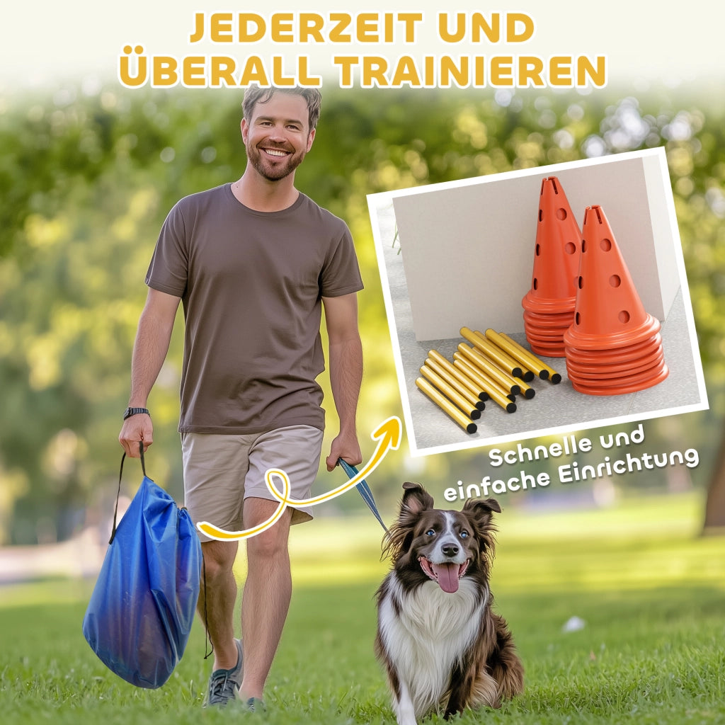 Set Agility per Cani 6 Pezzi ¨C Minimal ¨C 12 Coni 6 Ostacoli Borsa Trasporto