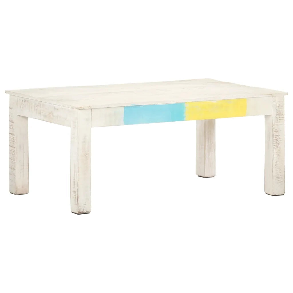 Tavolino da Salotto Bianco 110x60x45 cm in Massello di Mango