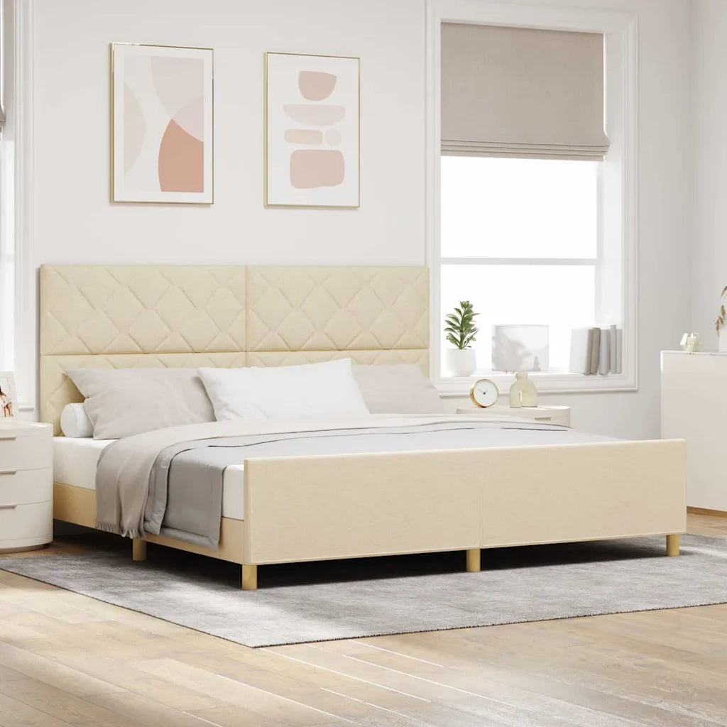 Struttura del letto con testiera Crema 200 x 200 cm Tessuto 3344835