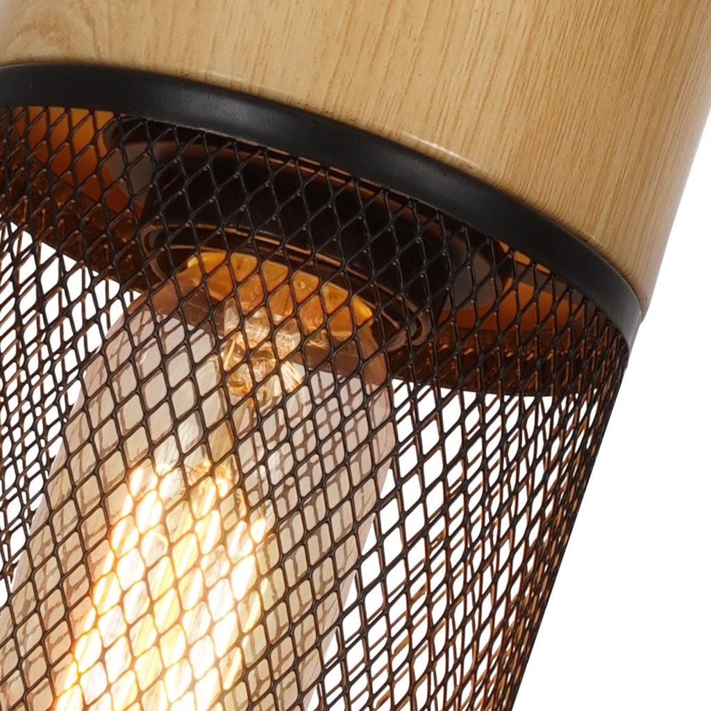 Lampada a sospensione ZMH 3 luci barra legno nero venature per sala da pranzo corridoio e bar