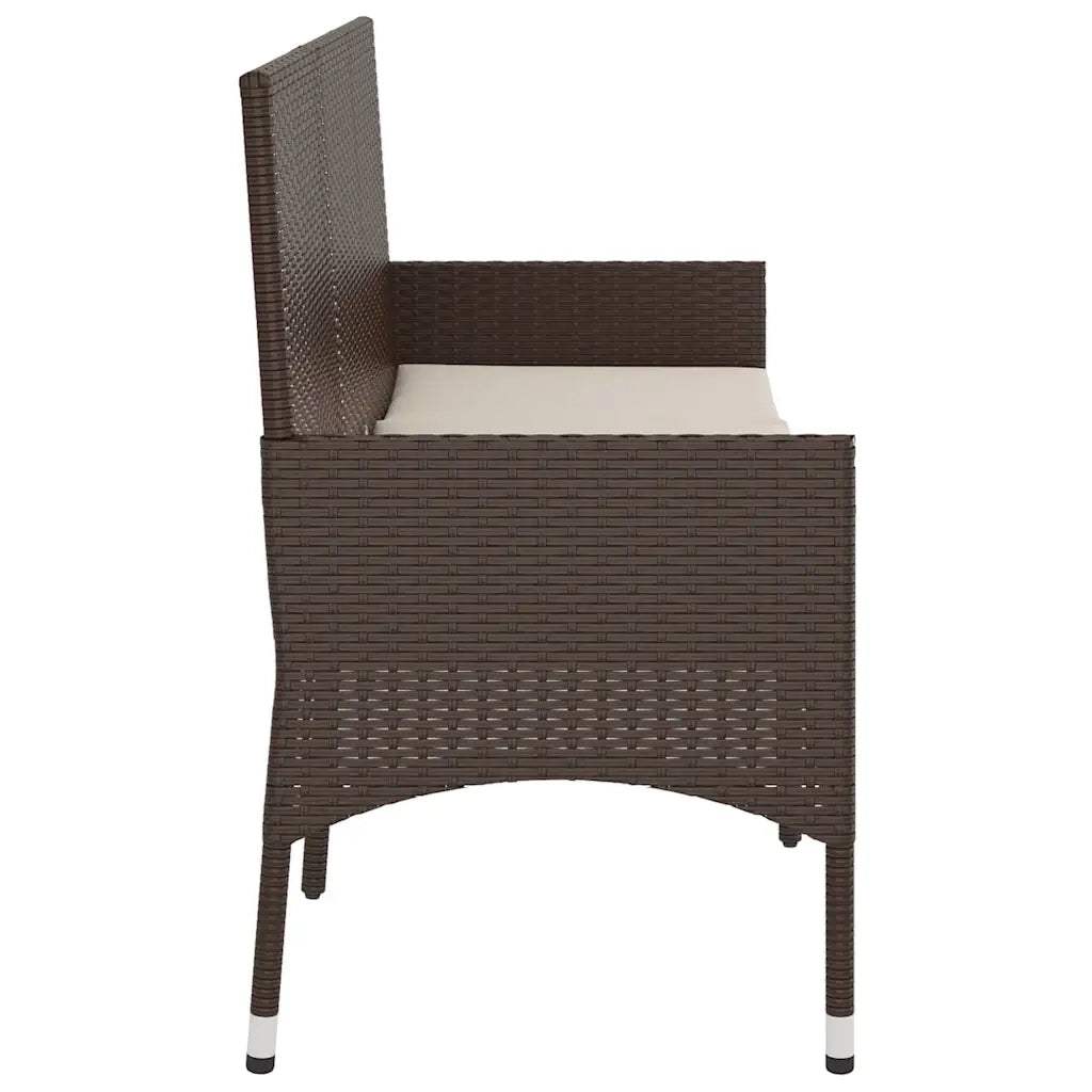 Panca da Giardino a 3 Posti con Cuscini in Polyrattan Marrone 319491