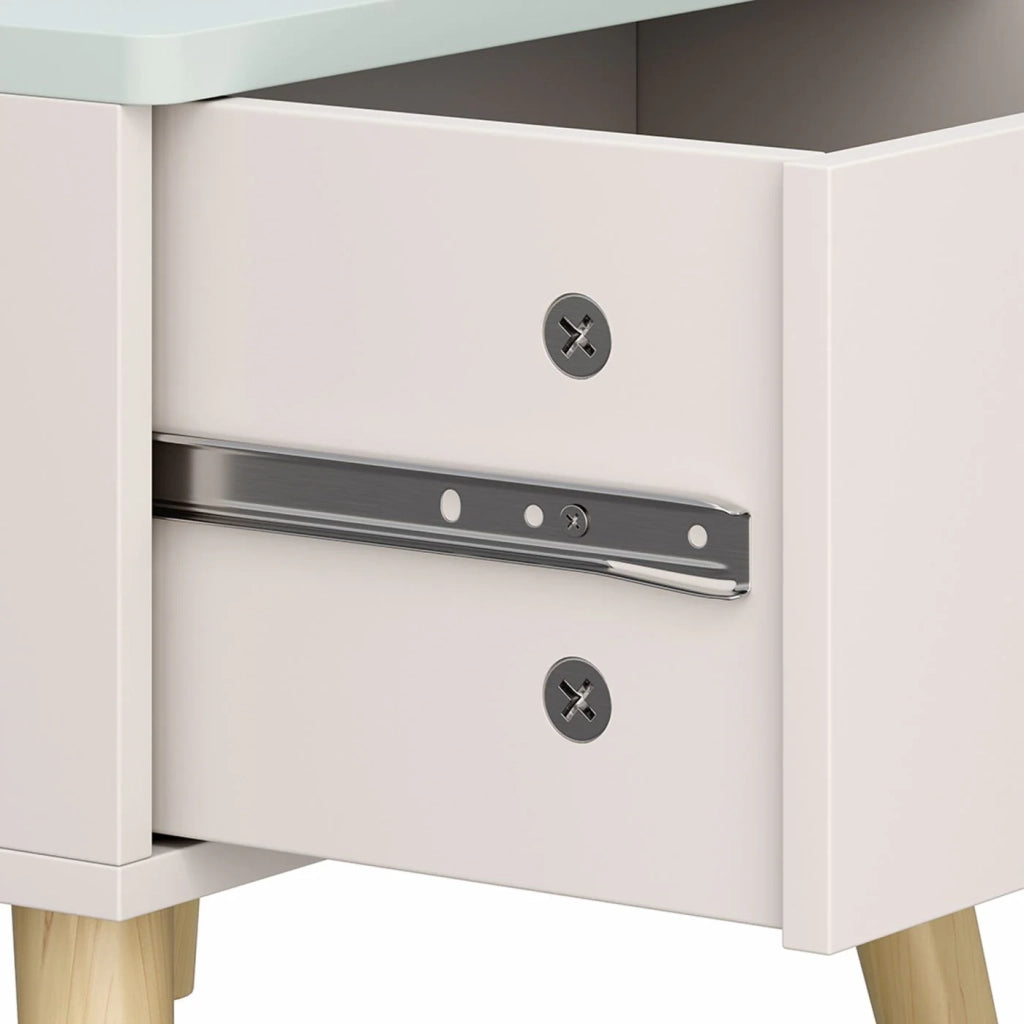 Comodino comodino cassettiera mobile contenitore per bambini 31 x 38 x 30 cm bianco verde menta 03_0011029