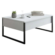 Tavolino da salotto Lavinia, Tavolo basso da caffè, Portariviste per divano, Ripiano da soggiorno, 90x60h40 cm, Bianco e Nero