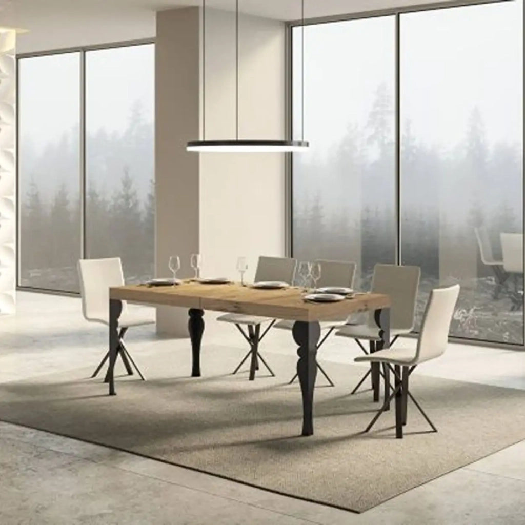 Tavolo allungabile 160/420x90 cm Paxon Premium colore quercia natura gambe antracite