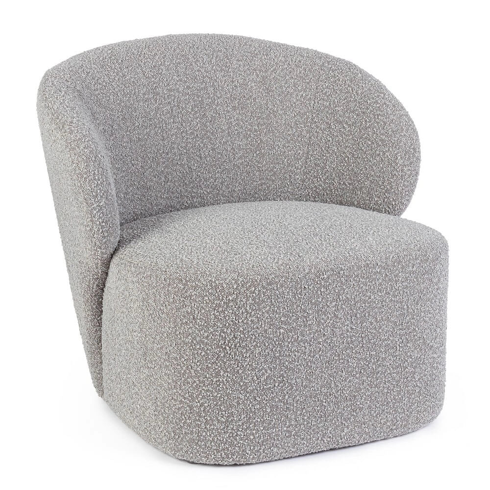 Poltrona Imbottita in Tessuto Bouclé Design Arrotondato - RENATA