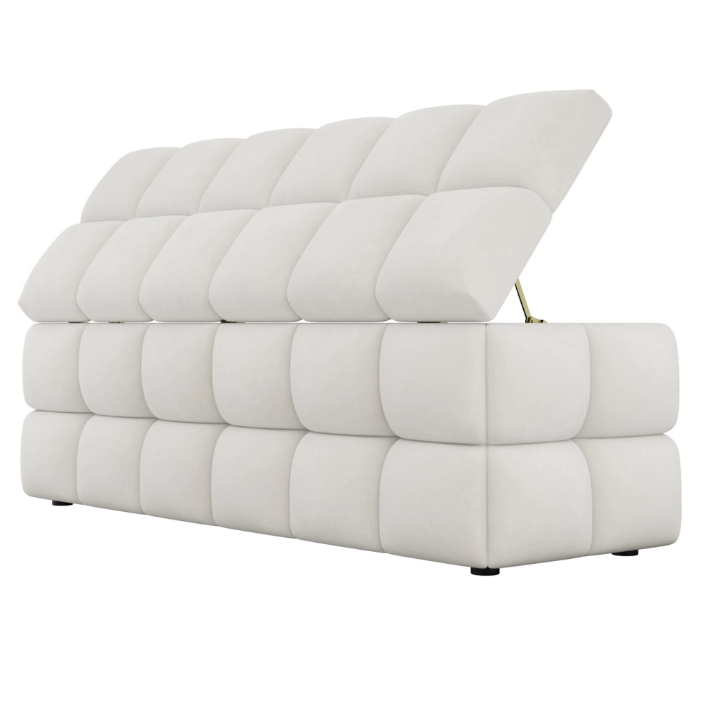 Panca contenitore imbottita apribile beige