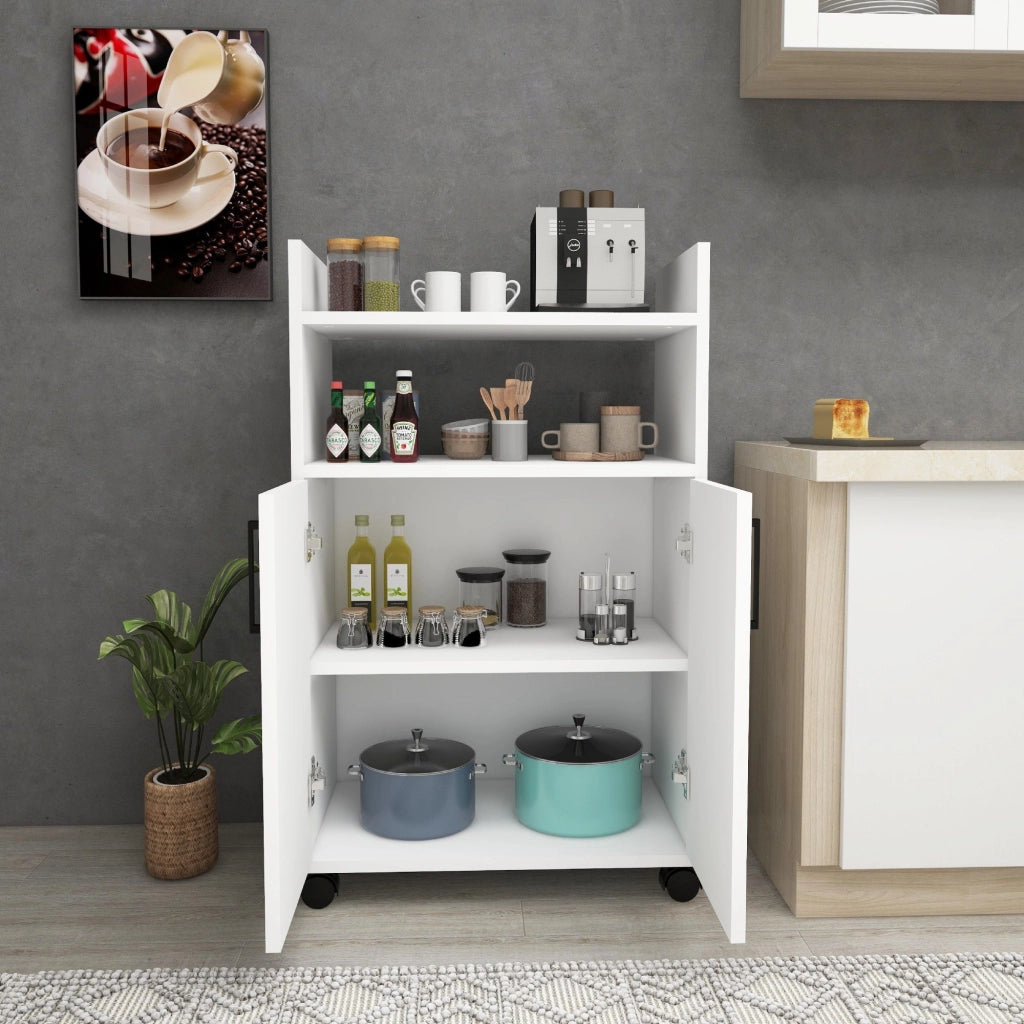 Marzi, Armadio Multiuso 2 Ante 4 Ripiani, 60x97h cm Bianco