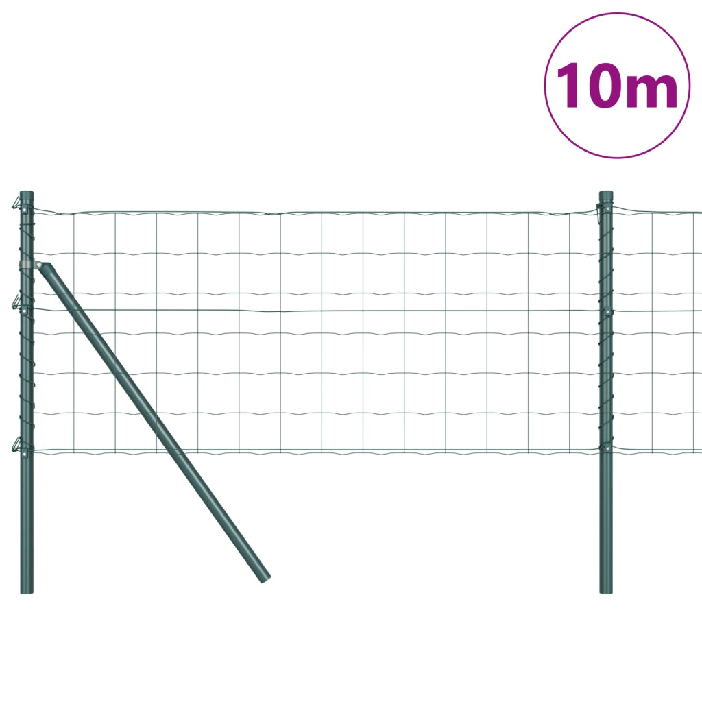 Recinzione Euro con 7 Post 0.8x10 m Acciaio Galvanizzato Verde