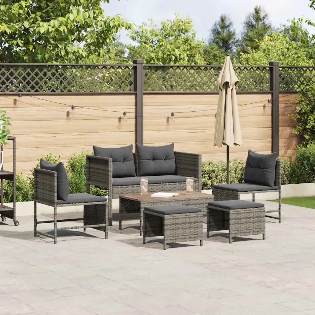 Set Divano da Giardino 6 pcs Grigio e Grigio Scuro polyrattan 4104702