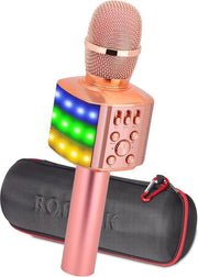 Impianto Karaoke per Adulti - Microfono Karaoke per Bambini - Microfono Karaoke Bluetooth - Microfono Karaoke a Batterie con Lampade LED che Flickerano - Impianto Karaoke Professionale per Adulti