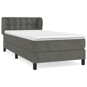 Letto singolo | Letto per adulti | Giroletto a Molle con Materasso Grigio Scuro 90x200 cm Velluto