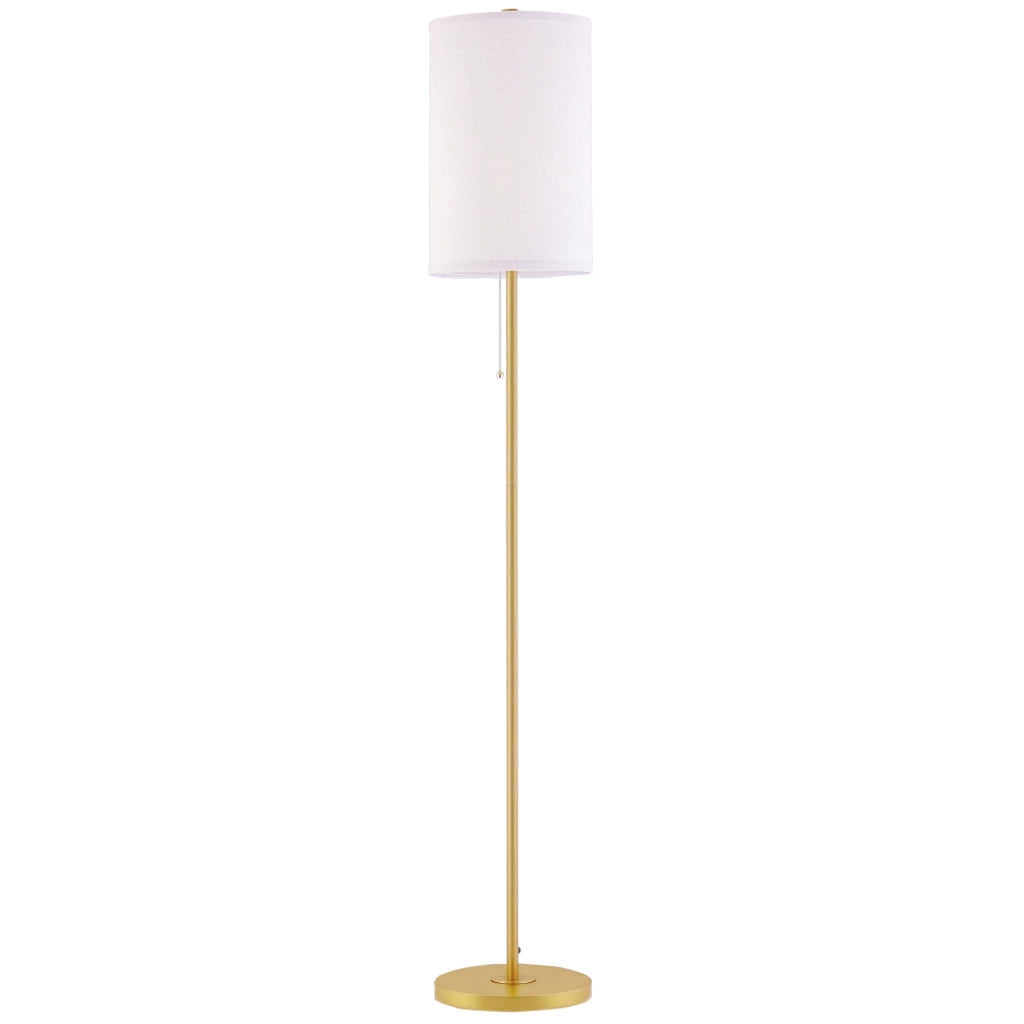 Lampada da terra ¨C Minimal ¨C acciaio, paralume in tessuto, oro+bianco