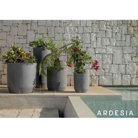Vaso cilindro alto in resina Cilindro Ardesia  CILAR 75 Telcom Vasar effetto cemento