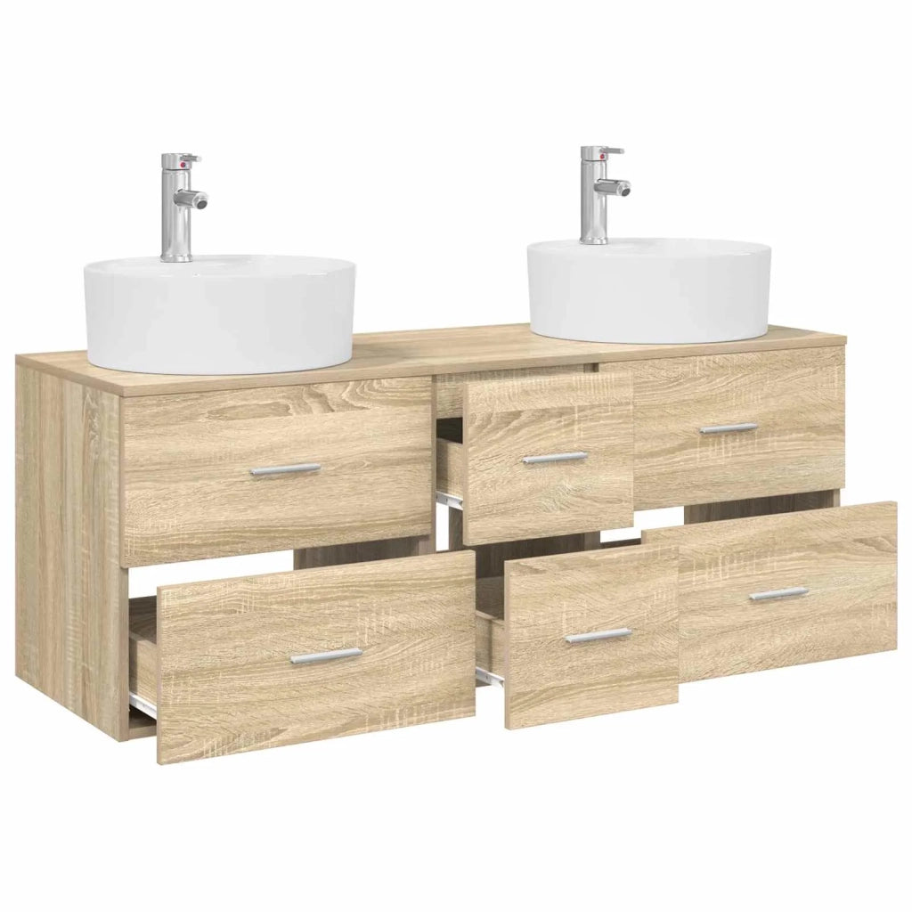 Set di mobili per il bagno 3 pz Rovere Sonoma 3405885