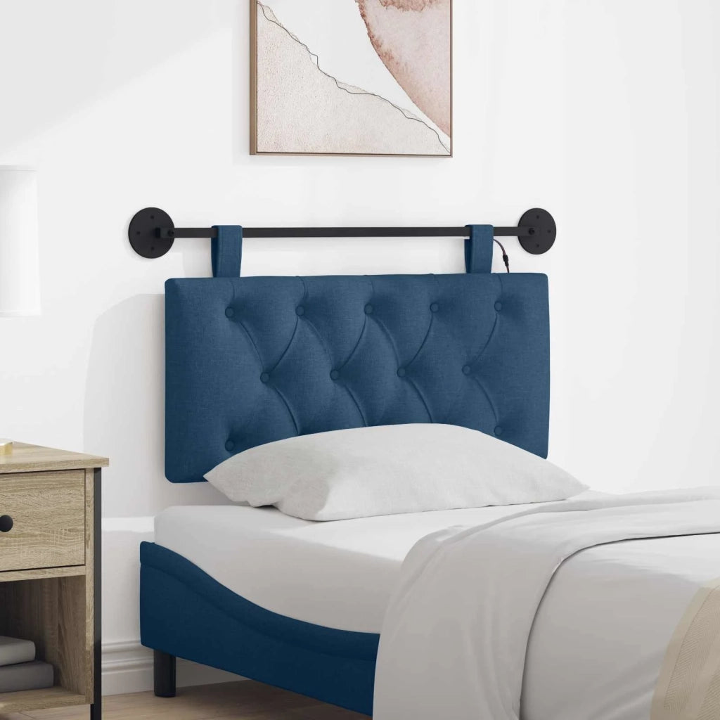 Testiera sospesa Con luce LED Blu Tessuto
