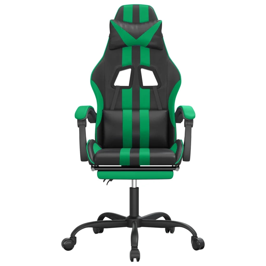 vidaXL Sedia da Gaming con Poggiapiedi Nero e Verde in Similpelle